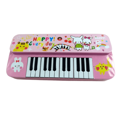 Music Themed Happy Every Day Keyboard Shape Metal Pencil Case - PartyErasers