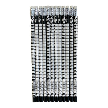 Music Themed HB Pencils (12pcs) Stationery Music Gifts - PartyErasers