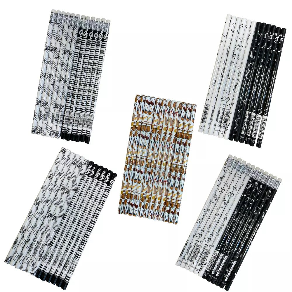 Music Themed HB Pencils (12pcs) Stationery Music Gifts - PartyErasers