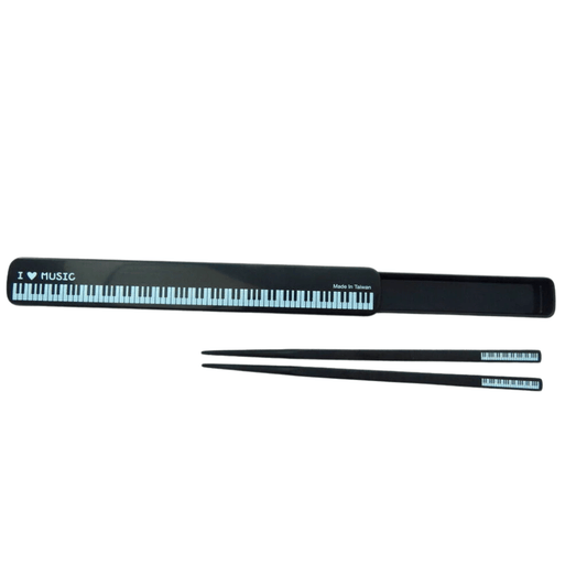 Music Themed Keyboard Design Chopsticks Set in Pull - open Case - PartyErasers