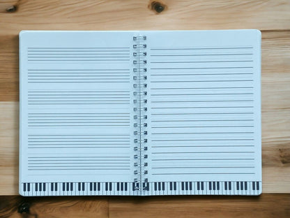 Music Themed Keyboard Design Notebook for Music Student Teacher Gift - PartyErasers
