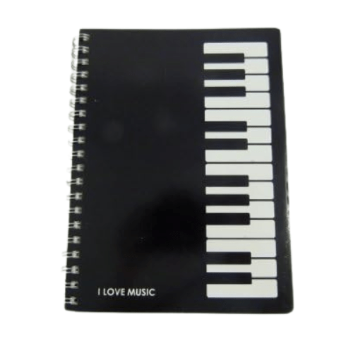 Music Themed Keyboard Design Notebook for Music Student Teacher Gift - PartyErasers
