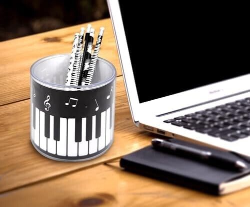 Music Themed Keyboard Design Plastic Pen Pot Pencil Holder Desk Tidy Organizer - PartyErasers
