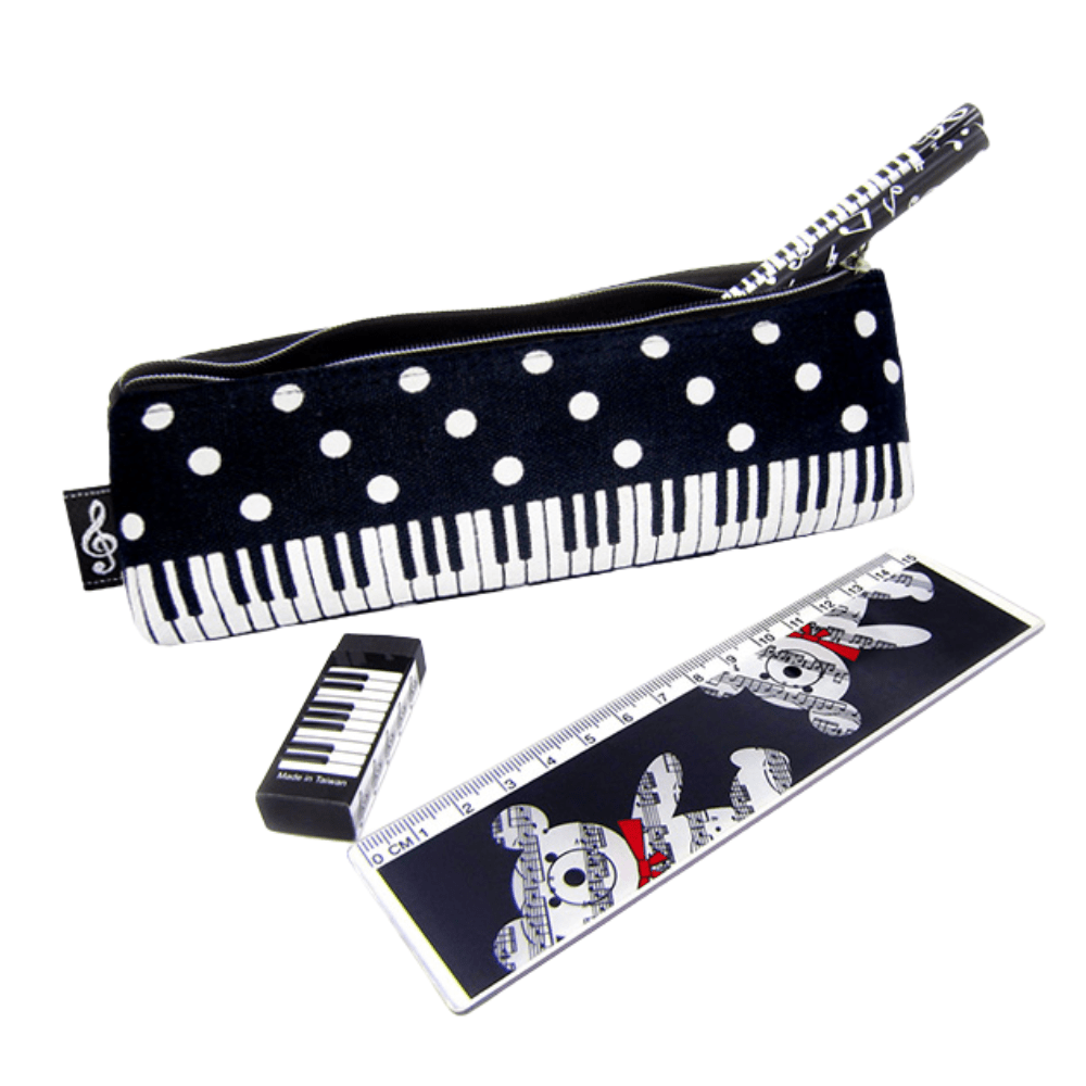 Music Themed Keyboard Piano Design Zipper Pencil Case Make Up Pouch - PartyErasers
