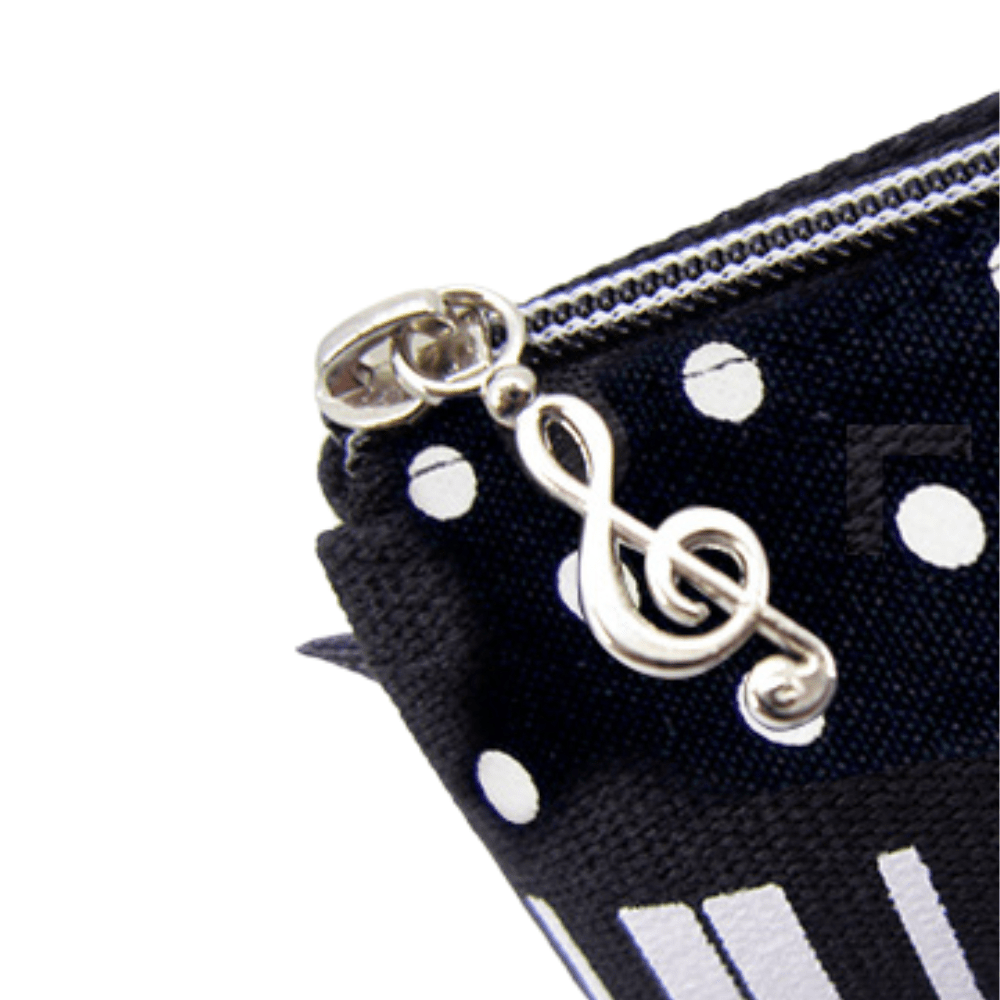 Music Themed Keyboard Piano Design Zipper Pencil Case Make Up Pouch - PartyErasers