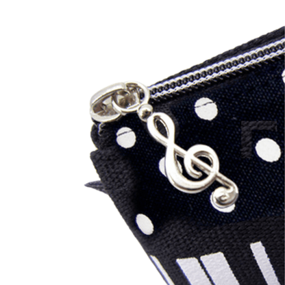 Music Themed Keyboard Piano Design Zipper Pencil Case Make Up Pouch - PartyErasers