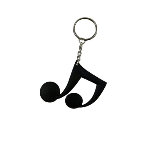 Music Themed Keyrings Keychains - Beam Note (Black) - PartyErasers