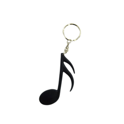 Music Themed Keyrings Keychains - Sixteenth Note (Black) - PartyErasers
