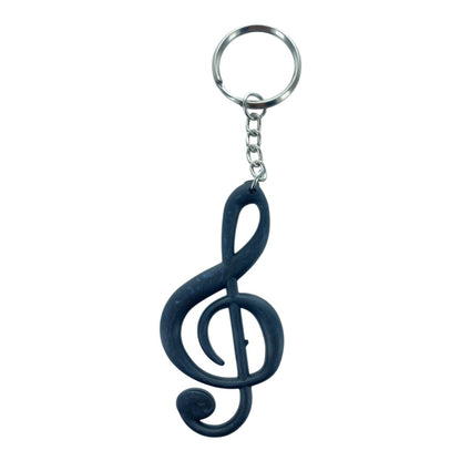 Music Themed Keyrings Keychains - Treble Clef G Clef (Black) - PartyErasers