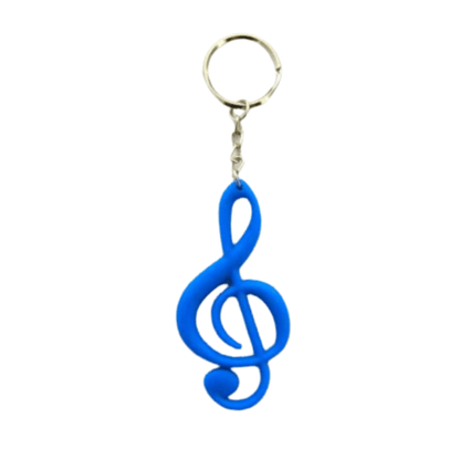 Music Themed Keyrings Keychains - Treble Clef G Clef (Blue) - PartyErasers