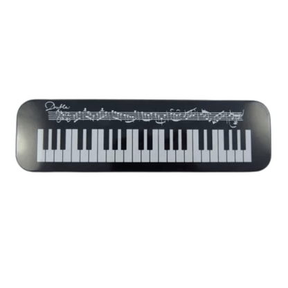 Music Themed Metal Pencil Case Stationery Set with Ruler, Clip, Eraser, Pencil - PartyErasers