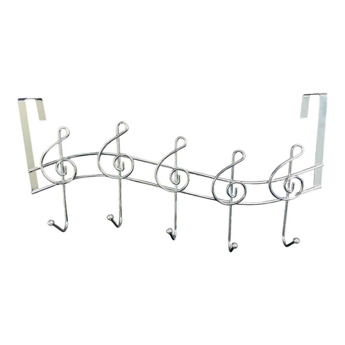 Music Themed Music Note Treble Clef Shape Over The Door Metal Rack 5 Hanger Hook - PartyErasers