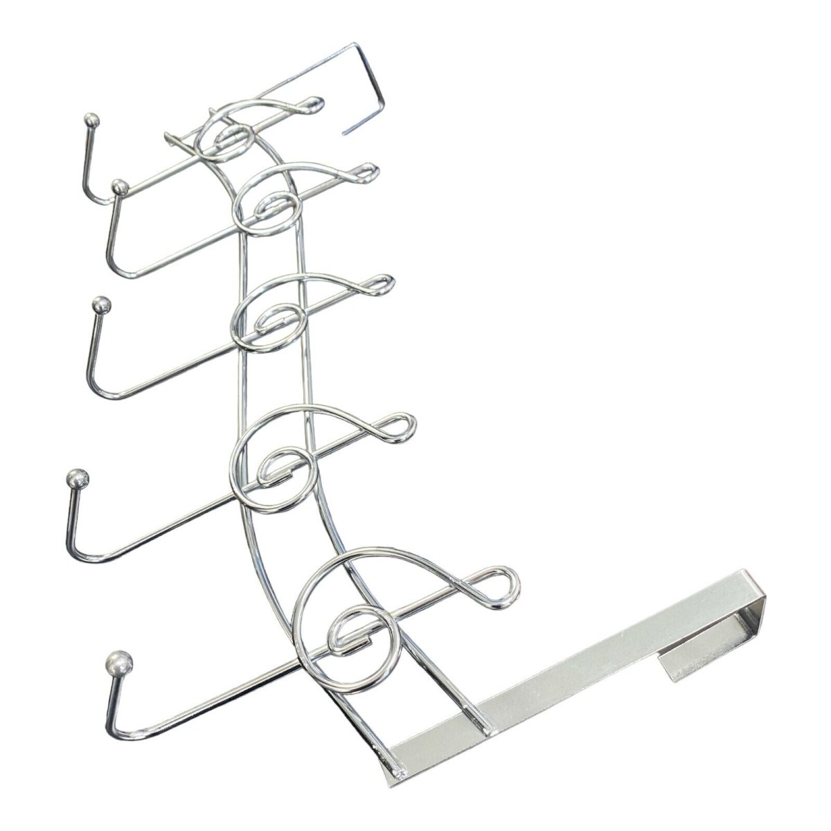 Music Themed Music Note Treble Clef Shape Over The Door Metal Rack 5 Hanger Hook - PartyErasers