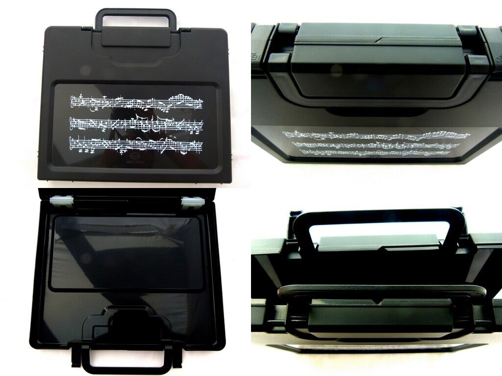 Music Themed Music Score Sheets Design Black Plastic A4 Carry - on File Case/Bag - PartyErasers
