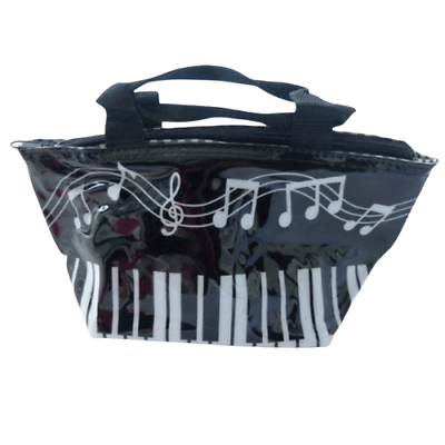 Music Themed Musical Keys and Notes Cosmetic Vinyl Zipper Bag - PartyErasers