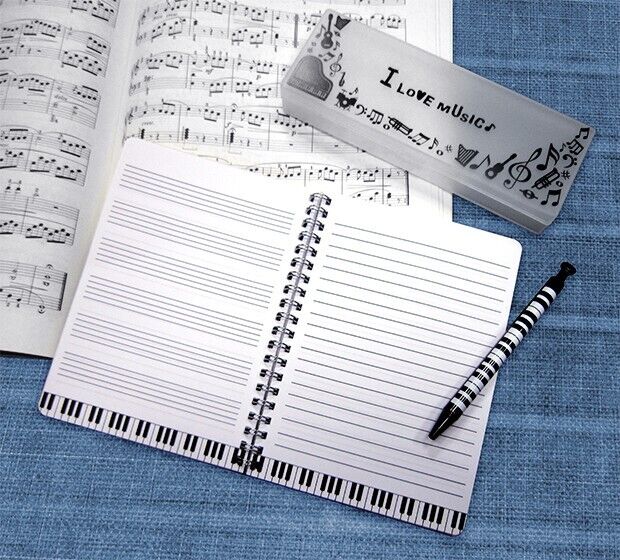 Music Themed Musical Notes Design Notebook for Music Student Teacher Gift - PartyErasers