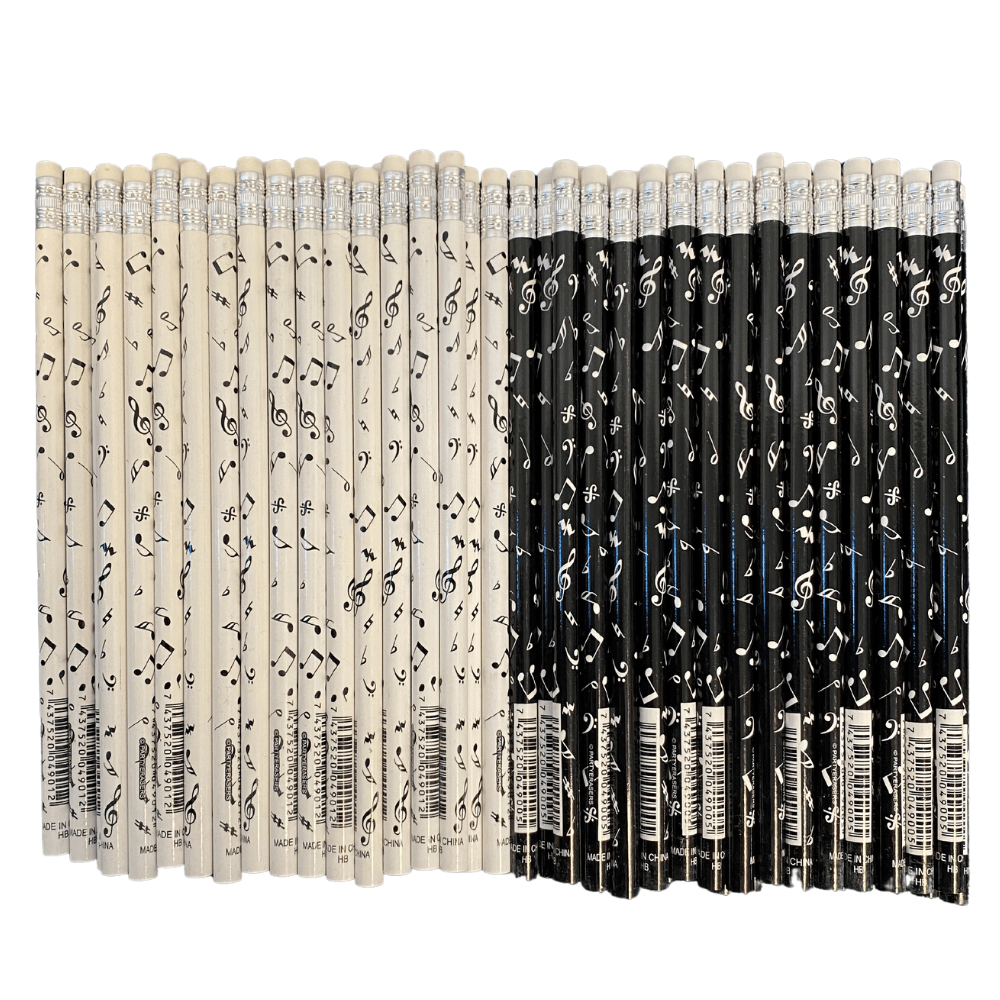 Music Themed Musical Notes Pencils with Eraser Top (60pcs) Music Gift Stationery - PartyErasers