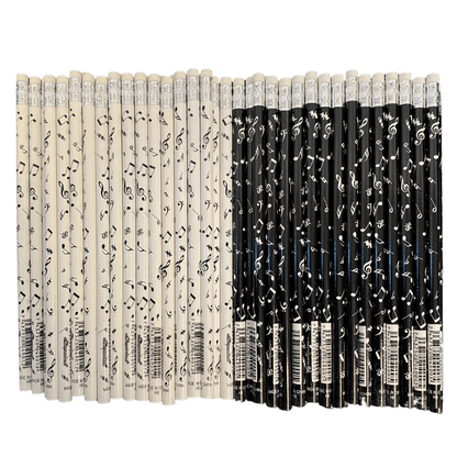 Music Themed Musical Notes Pencils with Eraser Top (60pcs) Music Gift Stationery - PartyErasers