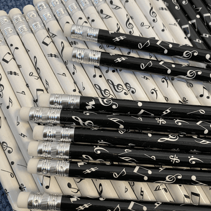 Music Themed Musical Notes Pencils with Eraser Top (60pcs) Music Gift Stationery - PartyErasers