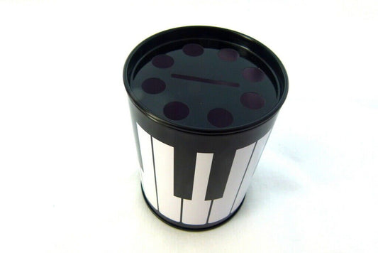 Music Themed Piano Keys Design Tin Saving Bank with pen holder - PartyErasers