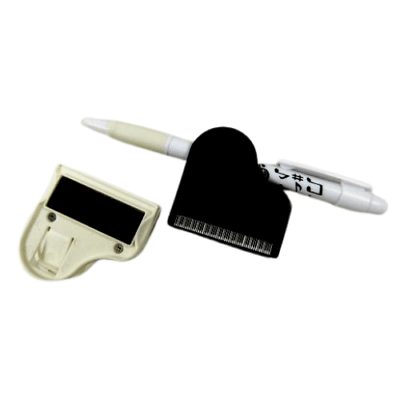 Music Themed Piano Shape Memo Clip with Pen Holder and Magnet - Black - PartyErasers