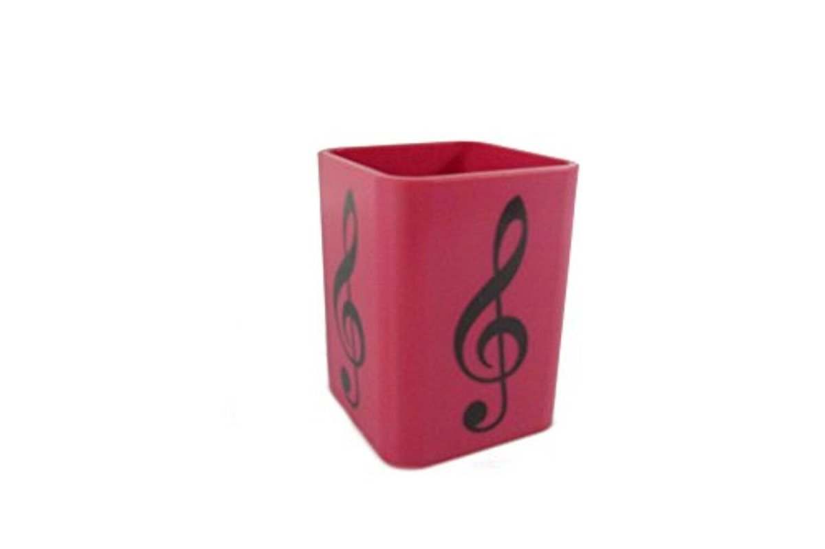 Music Themed Pink Square Based Pen Pencil Cup Holder Organiser - PartyErasers