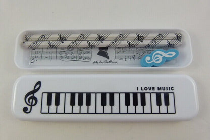 Music Themed Plastic Pencil Case Stationery Set with Eraser, Pencils, Ruler - PartyErasers