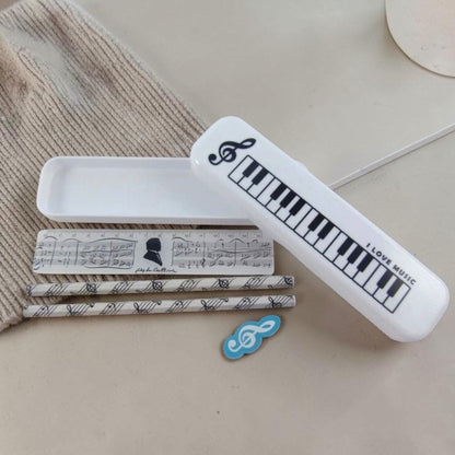 Music Themed Plastic Pencil Case Stationery Set with Eraser, Pencils, Ruler - PartyErasers
