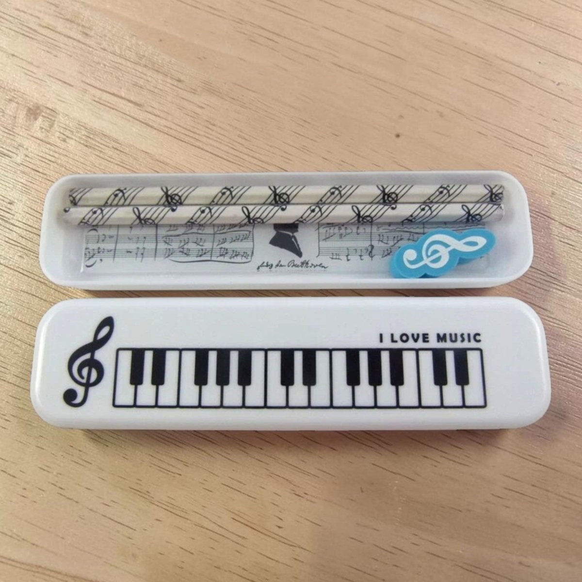 Music Themed Plastic Pencil Case Stationery Set with Eraser, Pencils, Ruler - PartyErasers