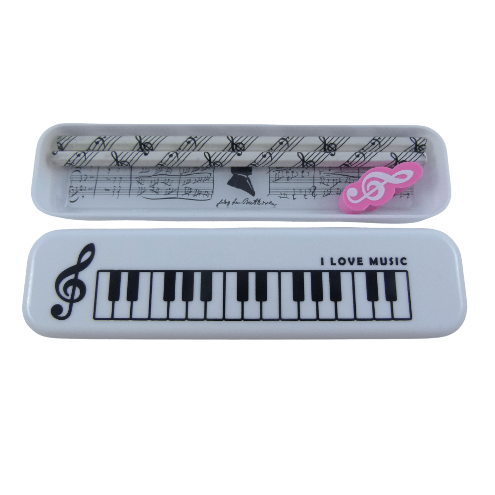 Music Themed Plastic Pencil Case Stationery Set with Ruler, Eraser, Pencils - PartyErasers