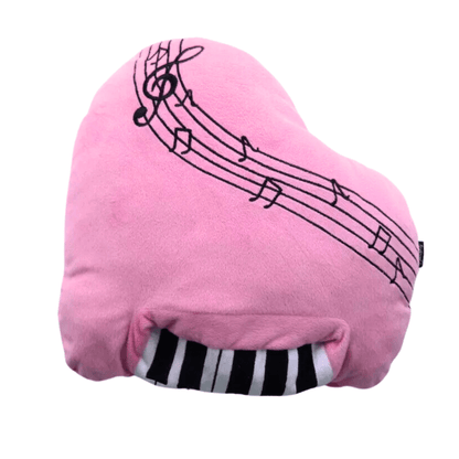 Music Themed Plush Fabric Cushion Pillow - Pink Piano Design - PartyErasers