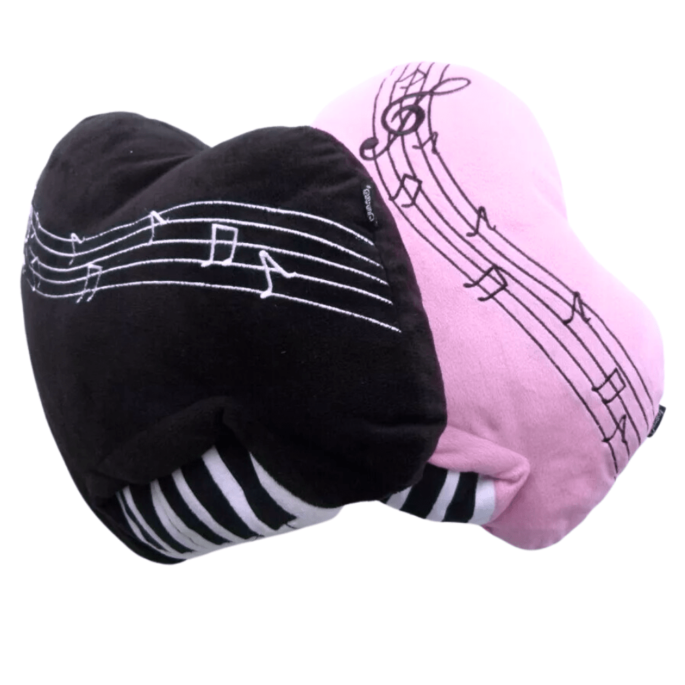 Music Themed Plush Fabric Cushion Pillow - Pink Piano Design - PartyErasers
