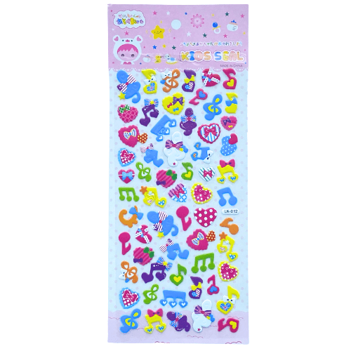 Music Themed Puffy Stickers Colourful Music Notes for Party Bag, Scrapbook - PartyErasers