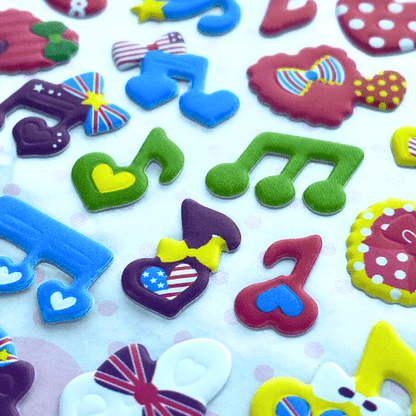 Music Themed Puffy Stickers Colourful Music Notes for Party Bag, Scrapbook - PartyErasers