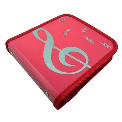 Music Themed Red 24 CD DVD VCD Carry Case Disc Storage Holder CD Sleeve Wallet - PartyErasers