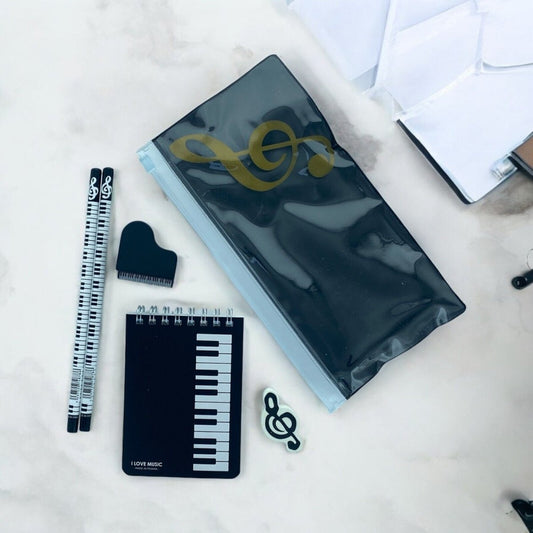 Music Themed Small Notebook Stationery Set for Music Teacher Student Rewards - PartyErasers