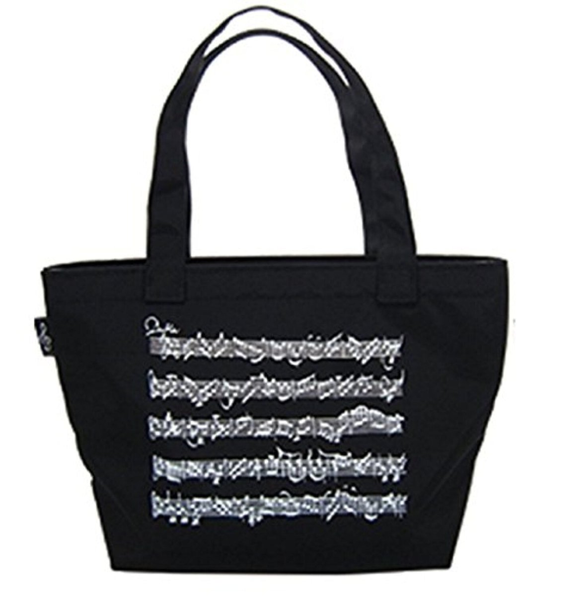 Music Themed Small Tote Bag - Musical Notes (Black) - PartyErasers