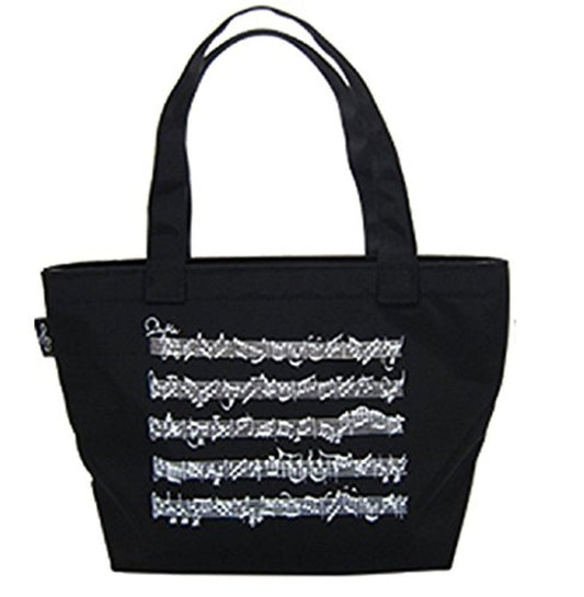 Music Themed Small Tote Bag - Musical Notes (Black) - PartyErasers