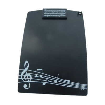Music Themed Solid Clipboard with Musical Notes Design - Black - PartyErasers