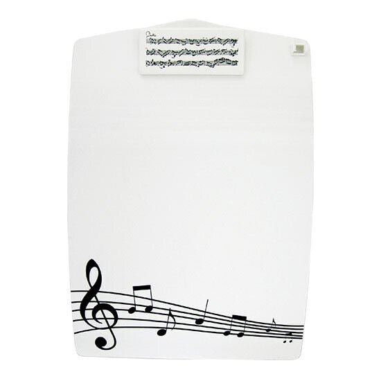 Music Themed Solid Clipboard with pen holder - White - PartyErasers