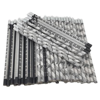 Music Themed Stationery - 60 Music themed pencils with erasers on top party pack - PartyErasers