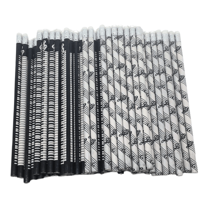 Music Themed Stationery - 60 Music themed pencils with erasers on top party pack - PartyErasers