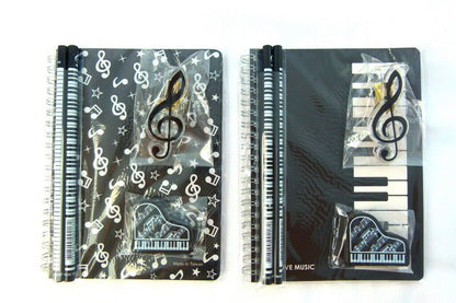 Music Themed Stationery Notebook Set - Notebook, Eraser, Clip and 2 Pencils (... - PartyErasers