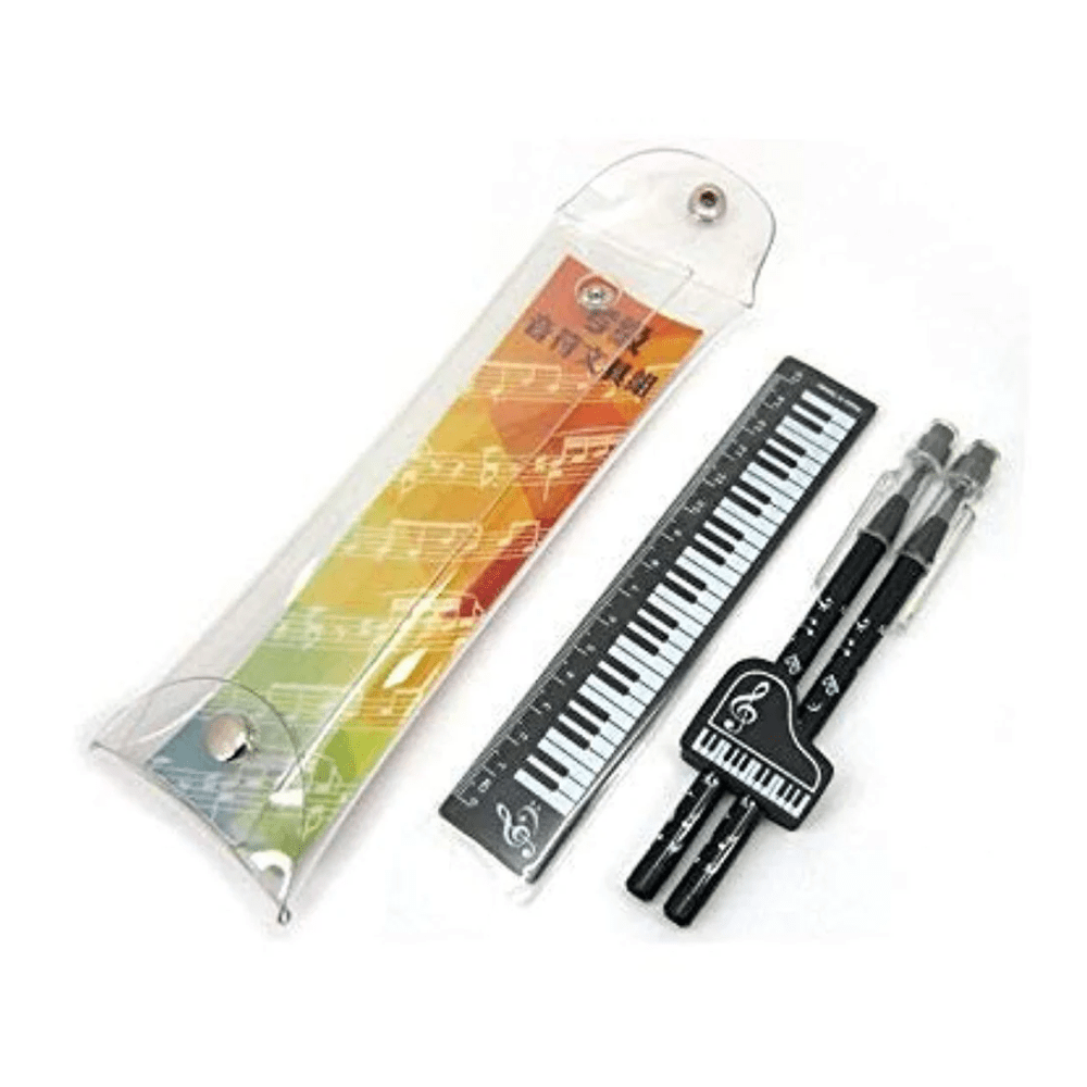 Music Themed Stationery Set - 2B Pencils Ruler Eraser in Pouch - PartyErasers