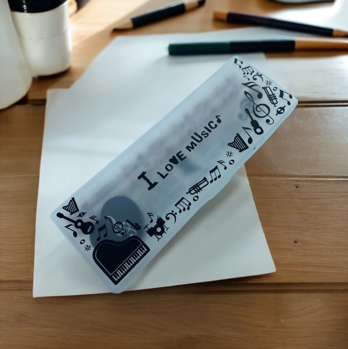 Music Themed Stationery Set Pencil case with Eraser, Sharpener, ruler & 2pencils - PartyErasers