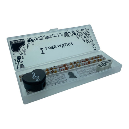 Music Themed Stationery Set Pencil case with Eraser, Sharpener, ruler & 2pencils - PartyErasers