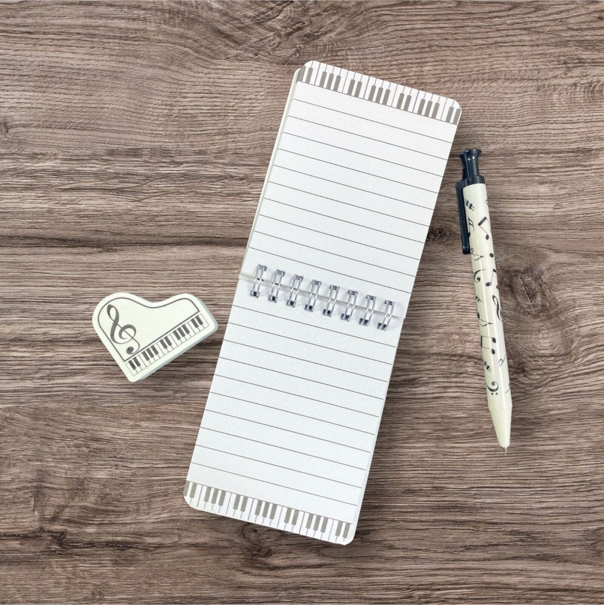 Music Themed Stationery Set Small Notebook with Mechanical Pencil & Eraaer - PartyErasers