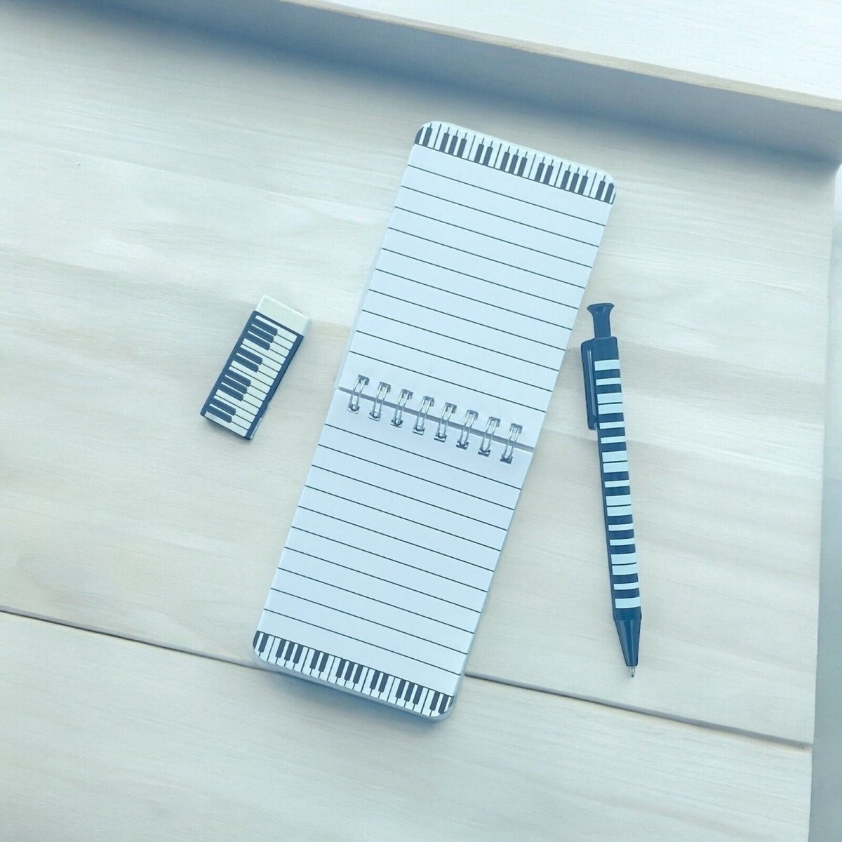 Music Themed Stationery Set Small Notebook with Mechanical Pencil & Eraaer - PartyErasers