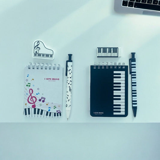 Music Themed Stationery Set Small Notebook with Mechanical Pencil & Eraaer - PartyErasers