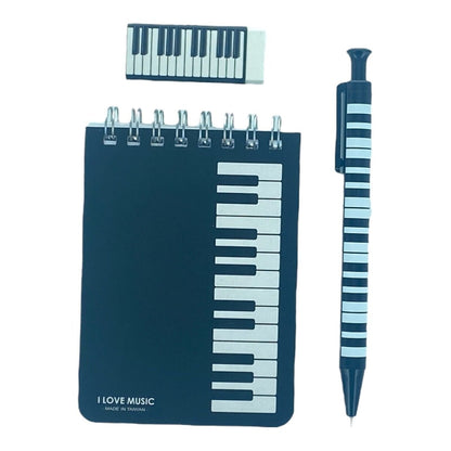 Music Themed Stationery Set Small Notebook with Mechanical Pencil & Eraaer - PartyErasers